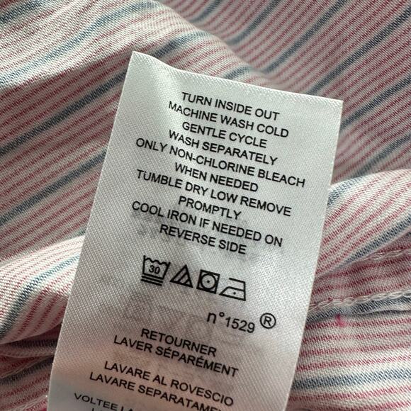 Ralph Lauren Shirt Womens Medium Pink Blue Striped Luxury Logo Pajama Top New - Picture 10 of 10